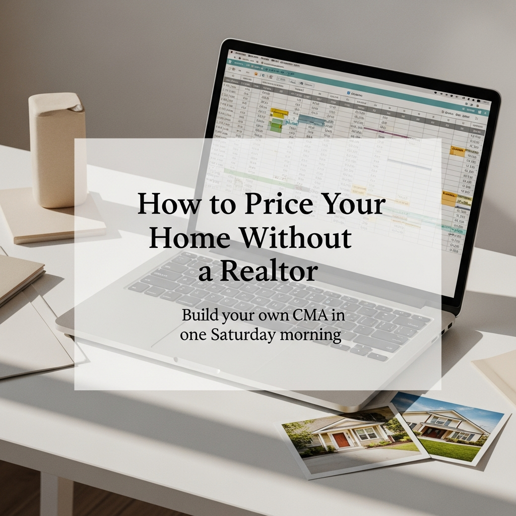 Homeowner reviewing comparable home sales data on a laptop at a clean desk