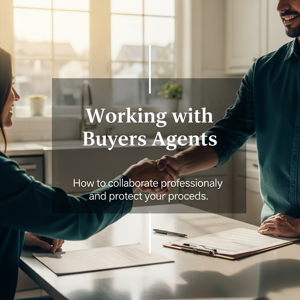 Two people shaking hands across a kitchen table with paperwork between them